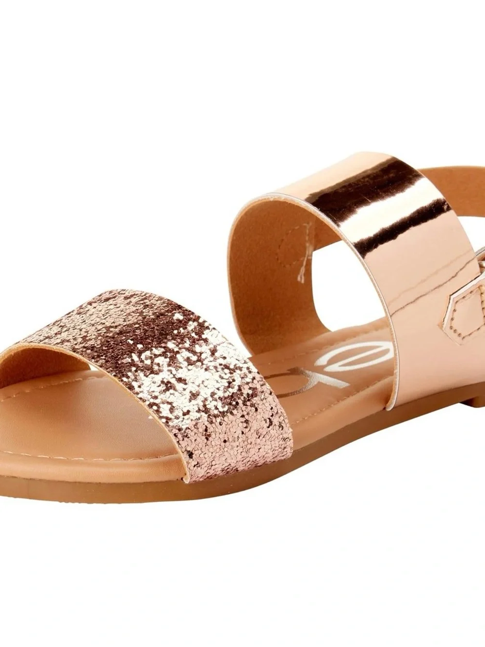 New! bebe Girls Chunky Glitter Rose gold Dress Sandals